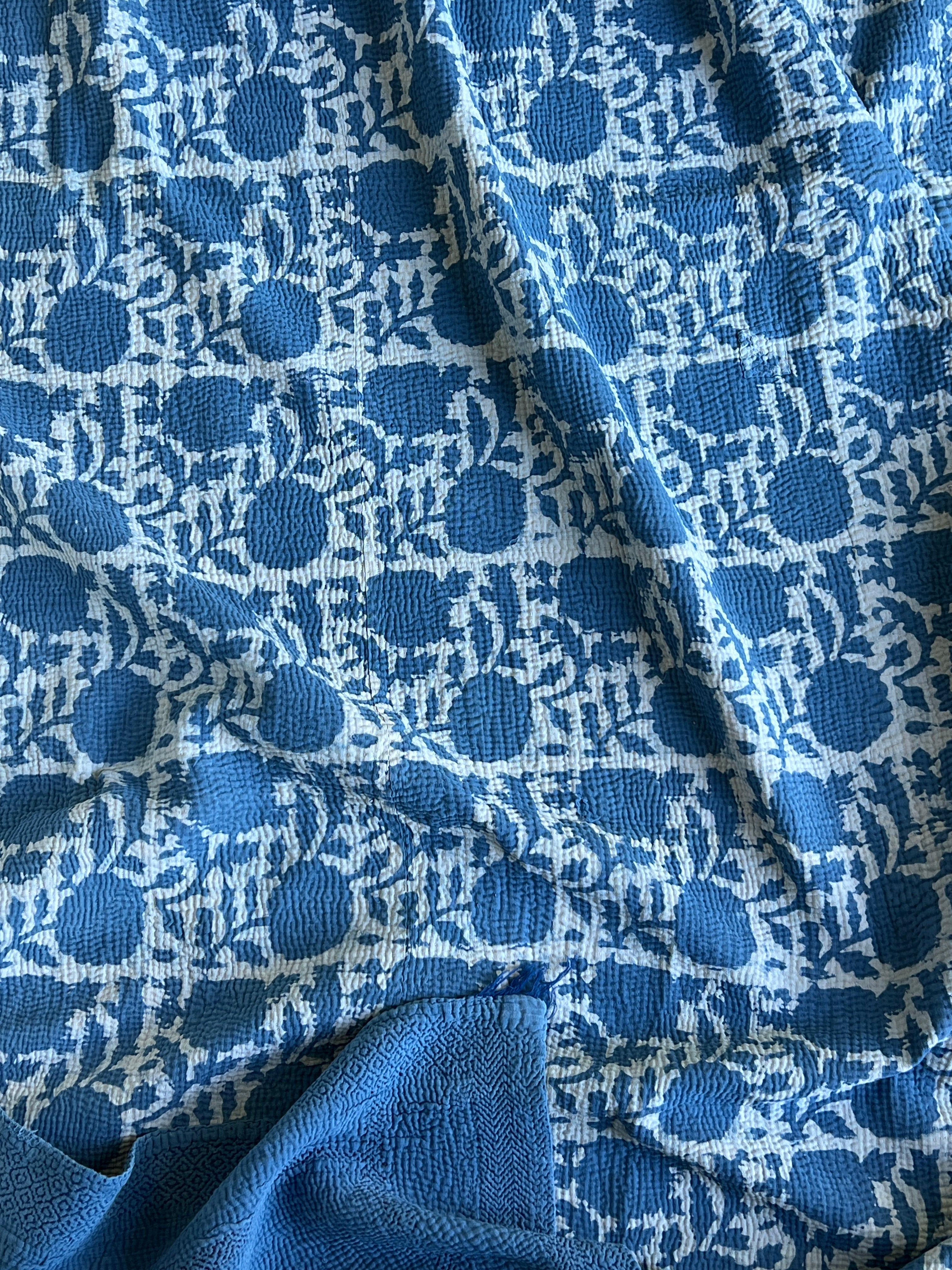 The Blue Flower Quilt – Vintage Kantha Quilt