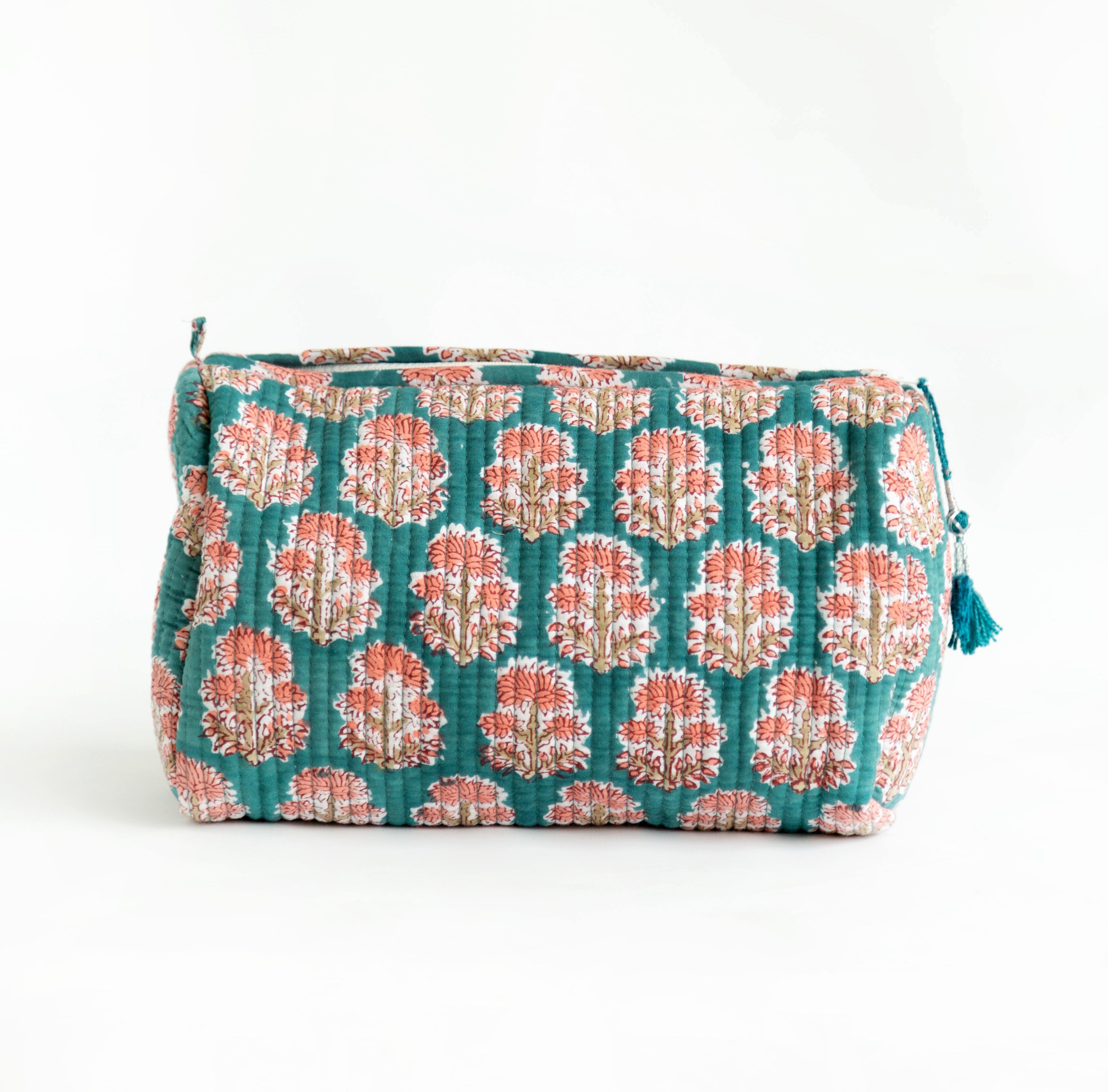 Dahlia Quilted Block Print Cosmetic Bags – Set of 3