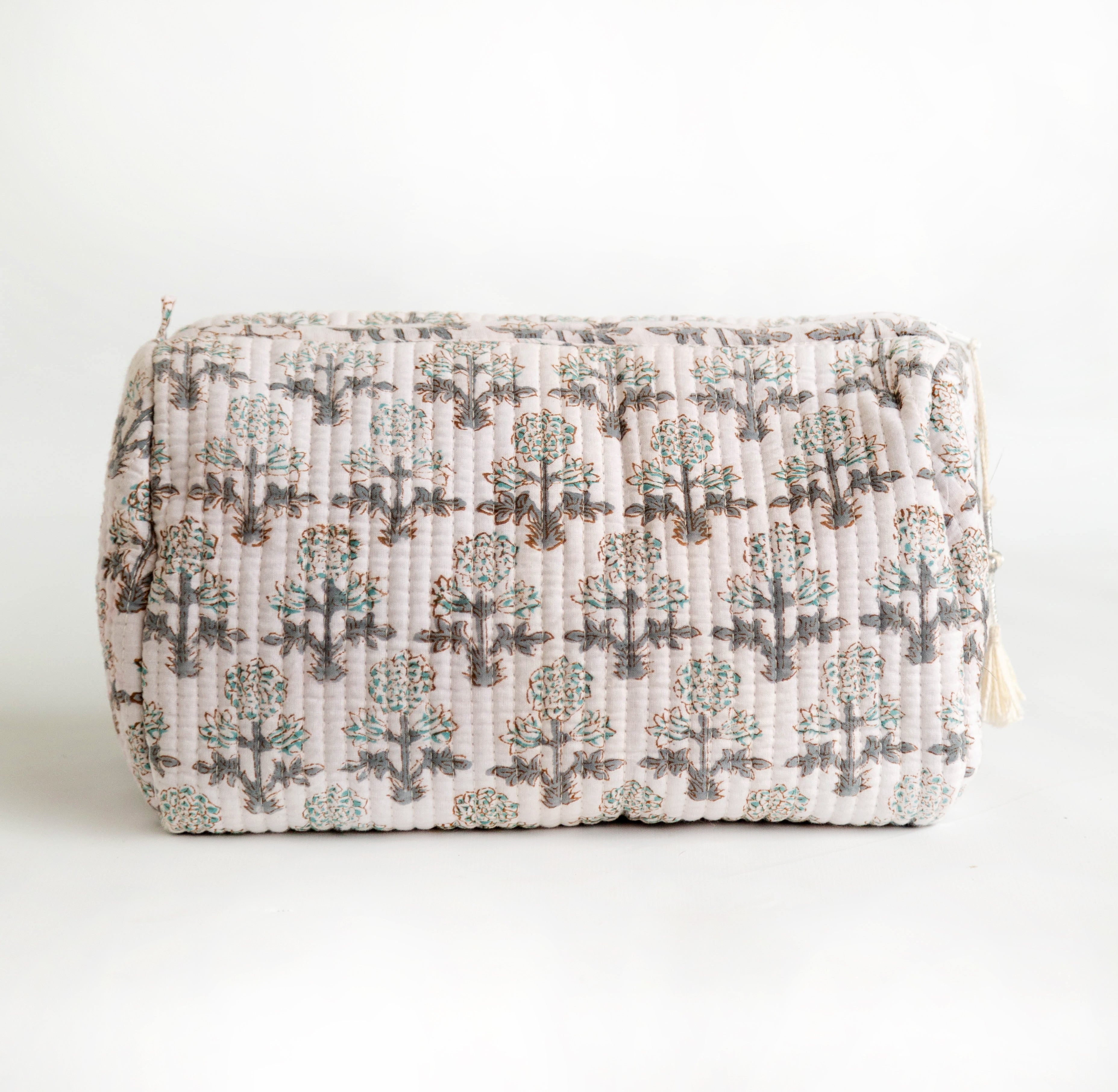 Jasmine Quilted Block Print Cosmetic Bags – Set of 3