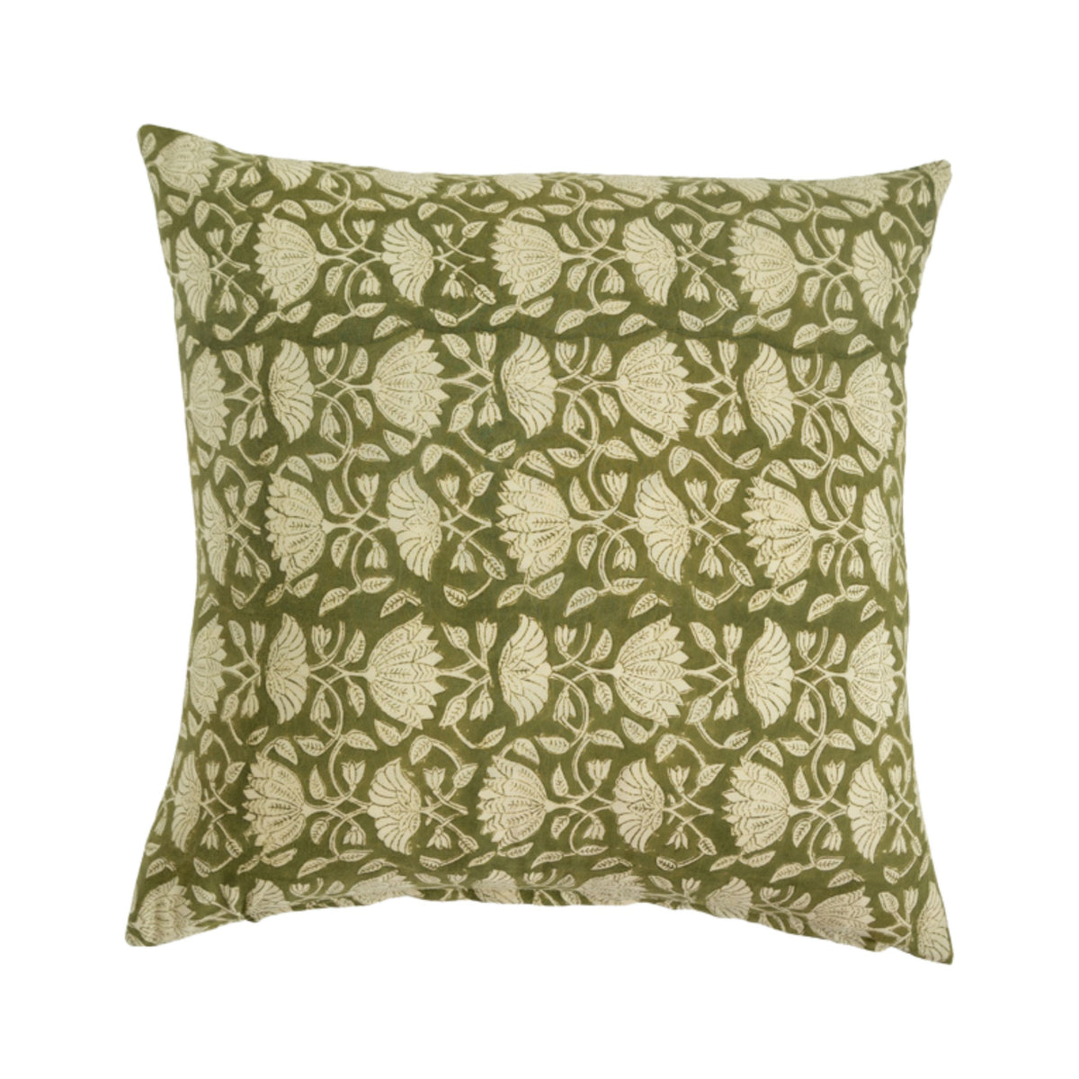 Green Floral Block Print Pillow Cover + Insert 20x20 Alice & Lois