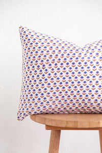 Little Blue Flowers Block-Print Pillow Cover + Insert 14x20